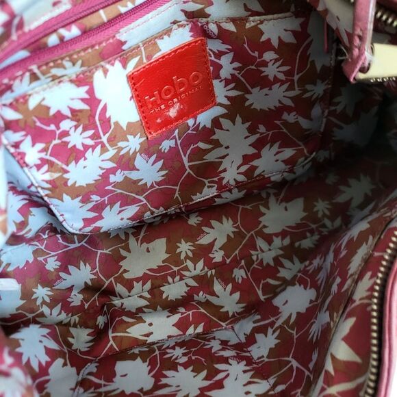 Red Smooth Leather Crossbody 10x7 Double Zip Distressed Bag Hobo International - Picture 3 of 9